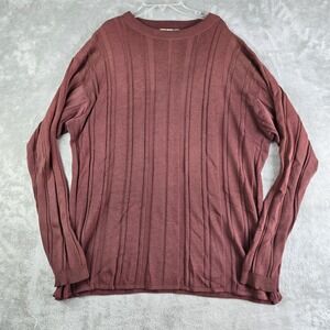 Vintage City Street Sweater Mens XL Tall Burgundy Knit Long Sleeve 80s 90s